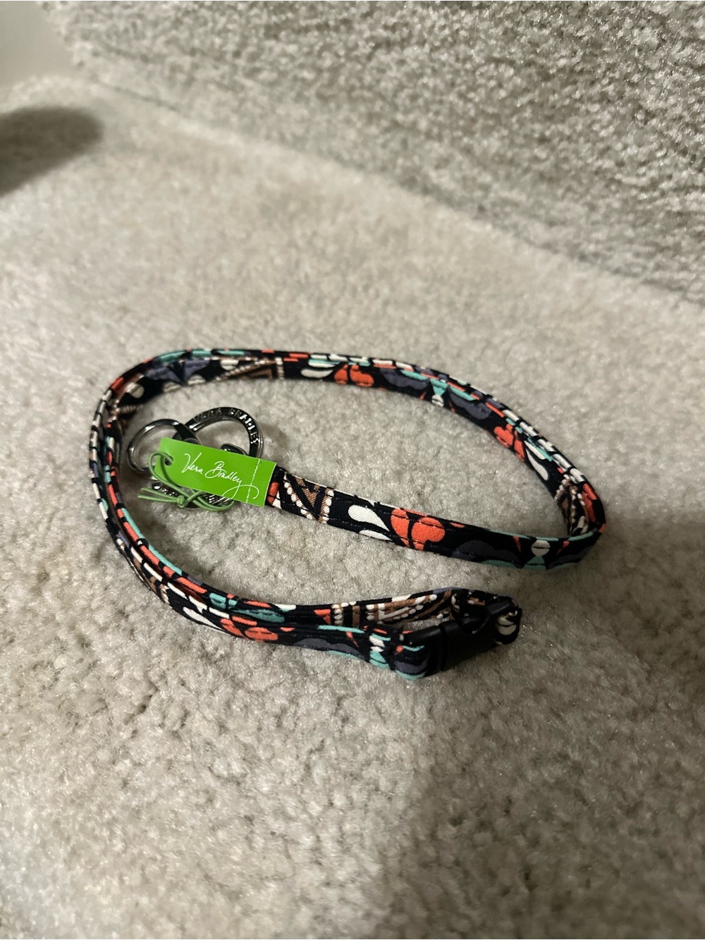 Vera Bradley Sierra Breakaway Lanyard with Coral and Teal Accents